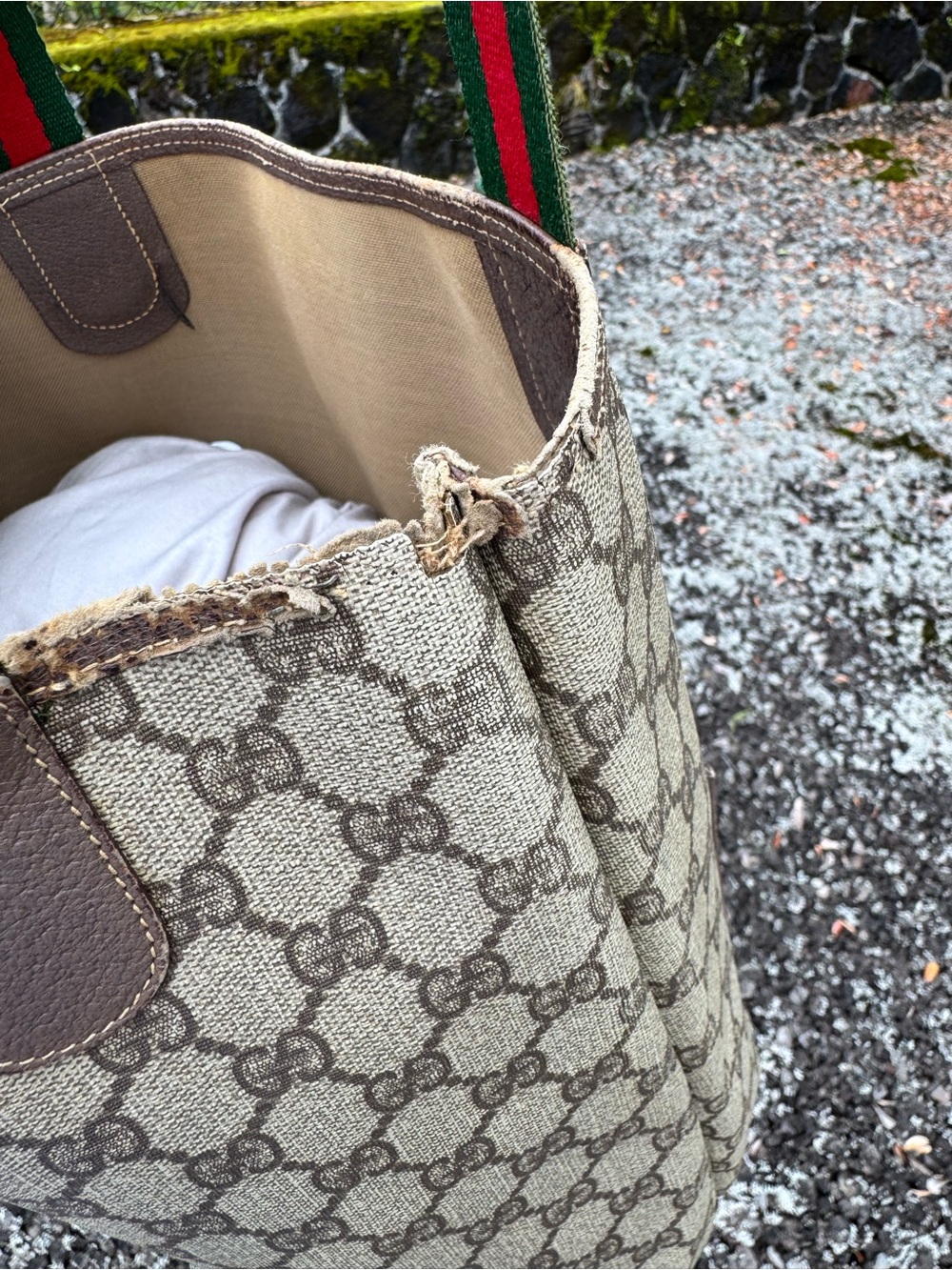 Gucci Vintage GG Supreme Web Stripe Tote Project Rehab Bag - Picture 7 of 17